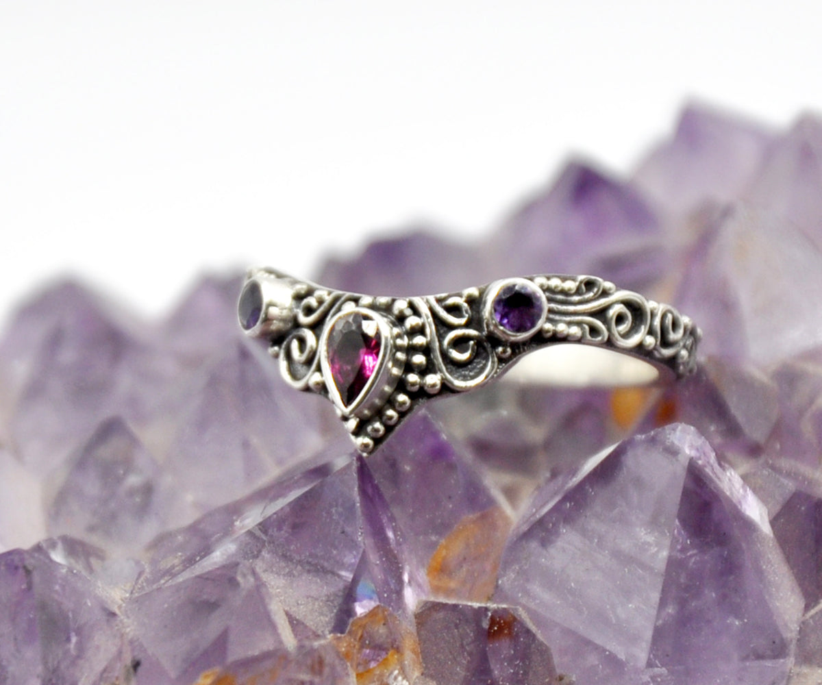 Anillo Fusión Rodolita Amatista