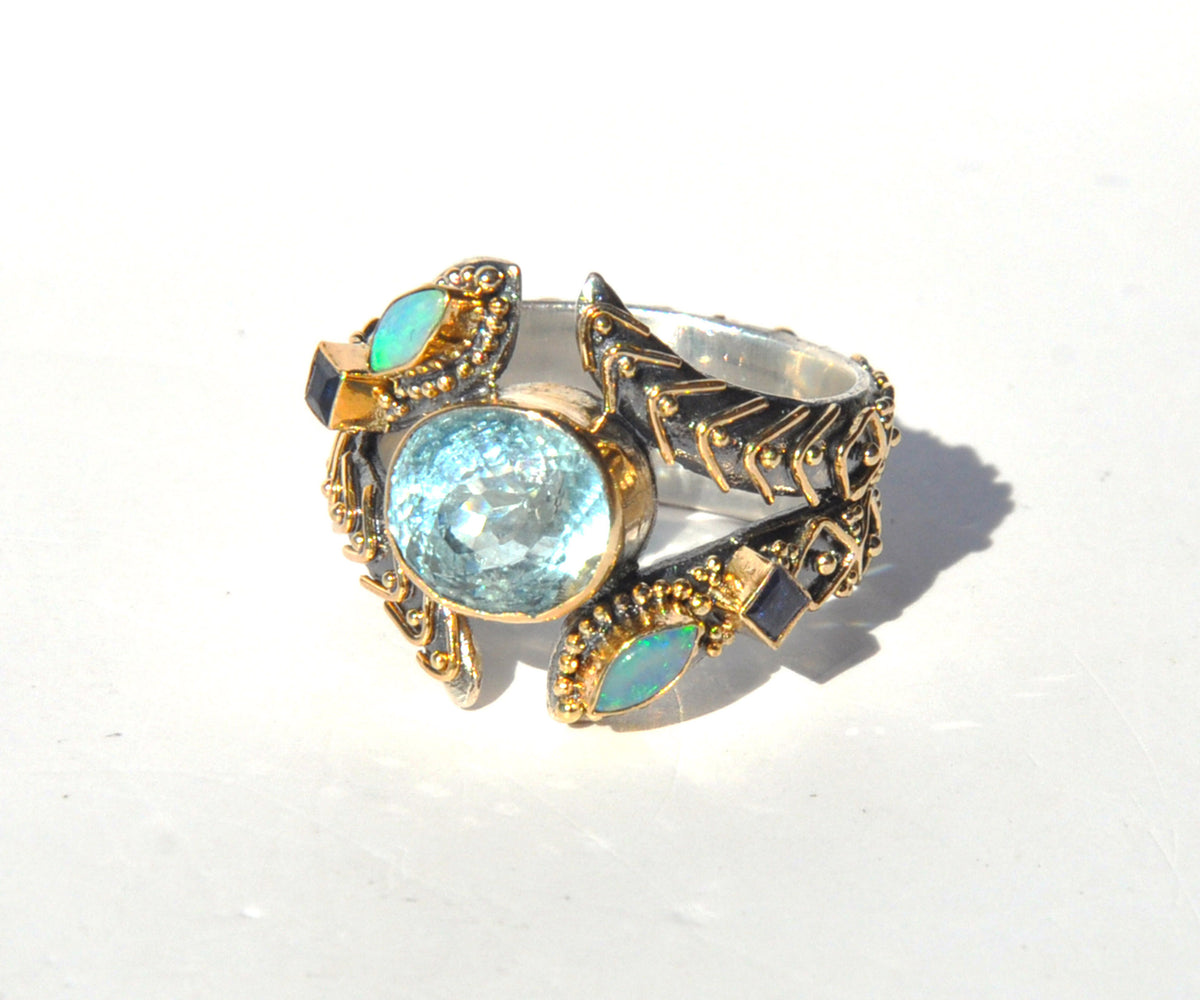 Anillo Kundalini Polaris Aguamarina