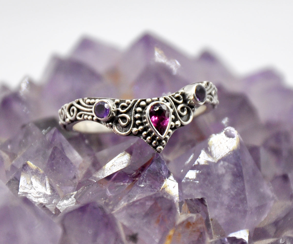 Anillo Fusión Rodolita Amatista