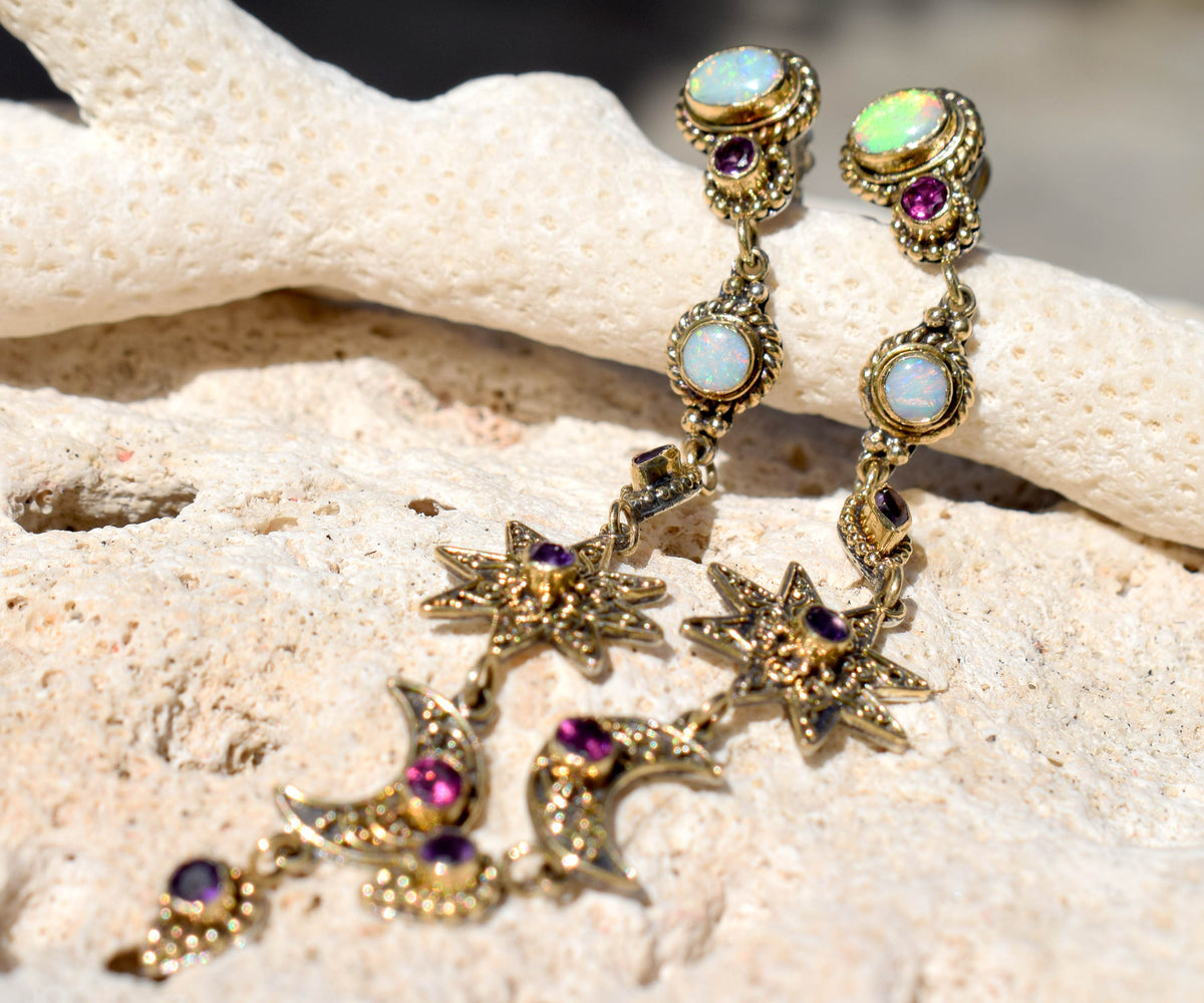 Aros constelaciones Opalo y Amatista