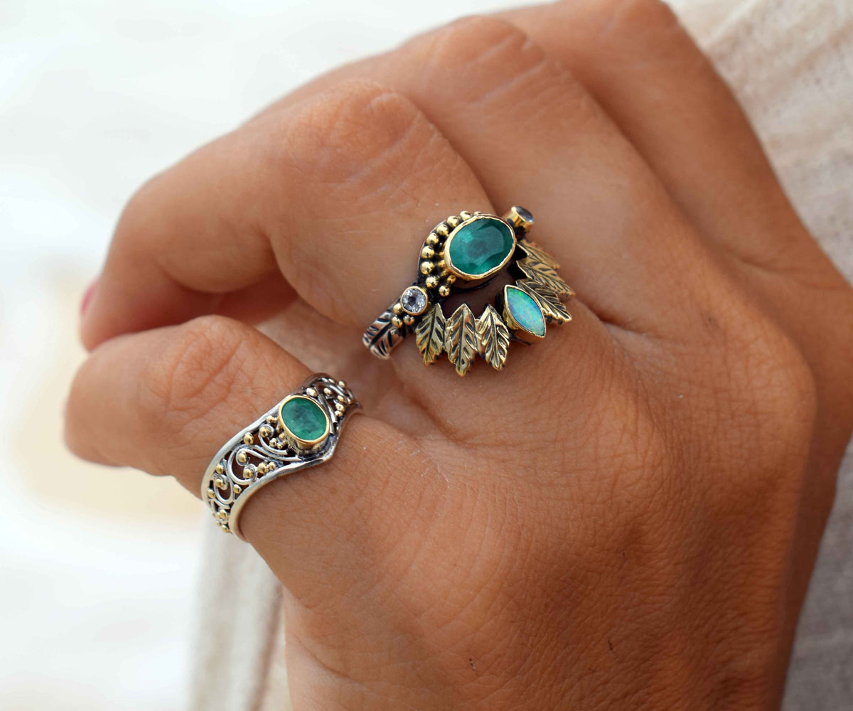 Anillo Pocahontas Esmeralda