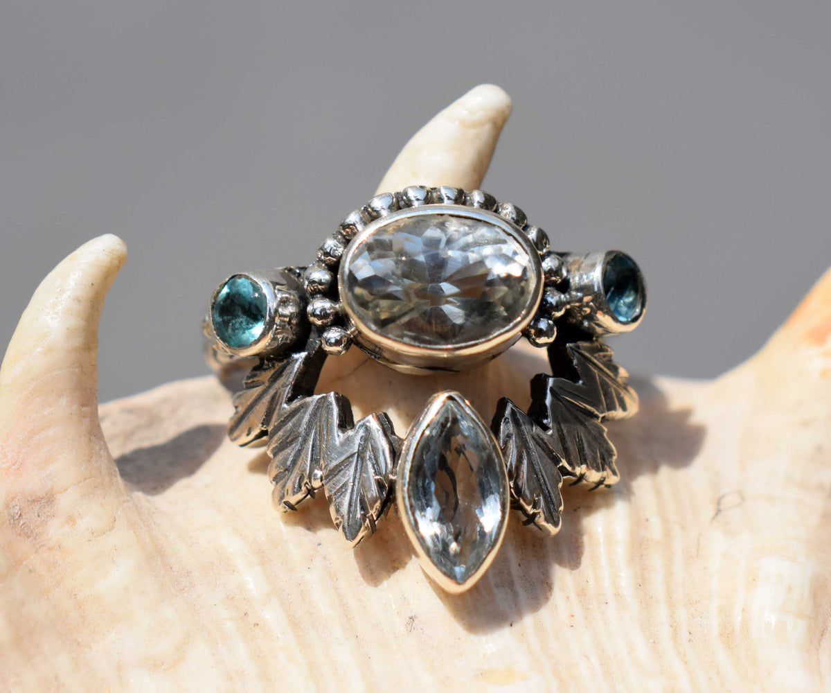 Anillo Pocahontas Aguamarina