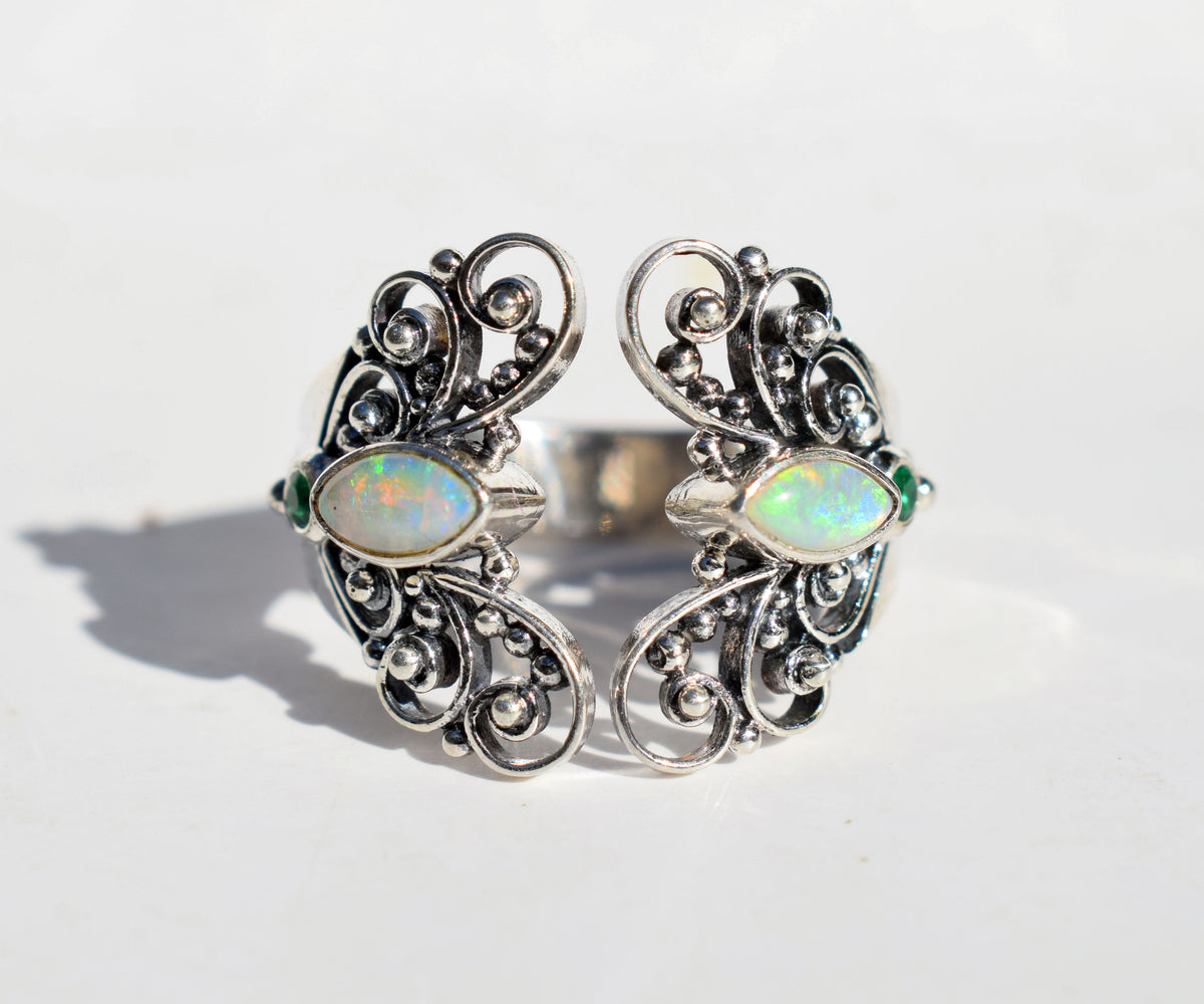 Anillo Open Butterfly Opalo Esmeralda