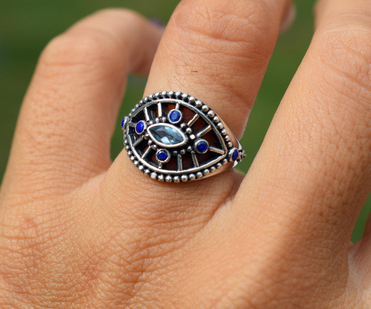 Anillo Tercer Ojo Aguamarina