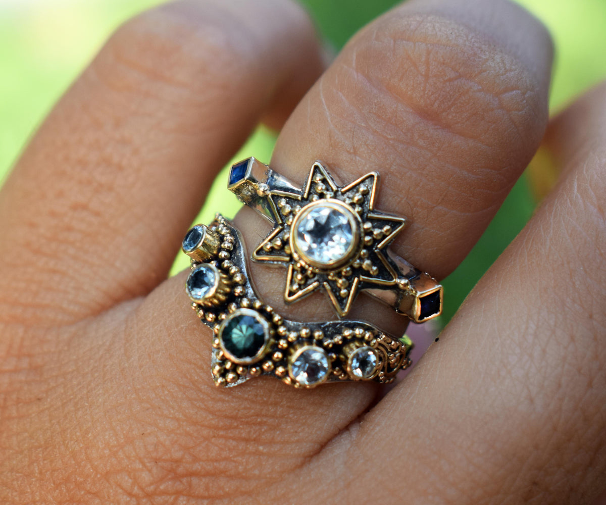 Anillo Cosmic Venus Aguamarina