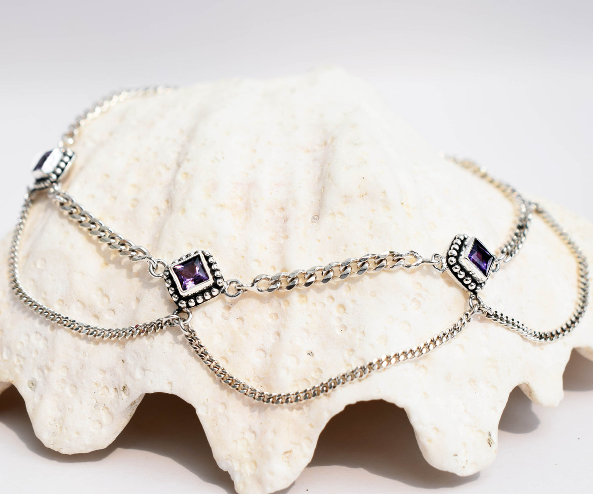Tobillera Chain Amatistas