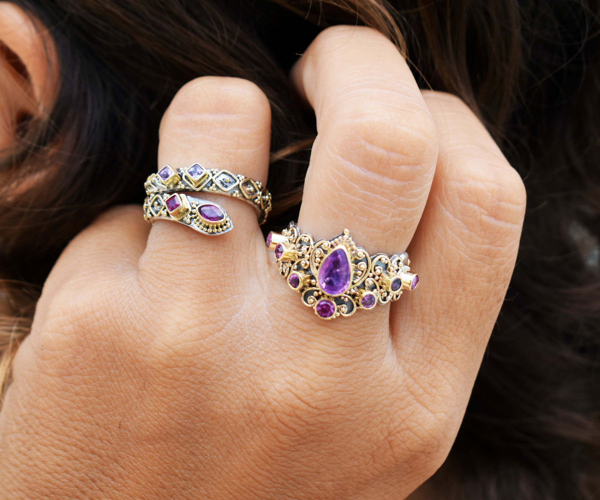 Anillo Magic Lotus Zafiro Rosado