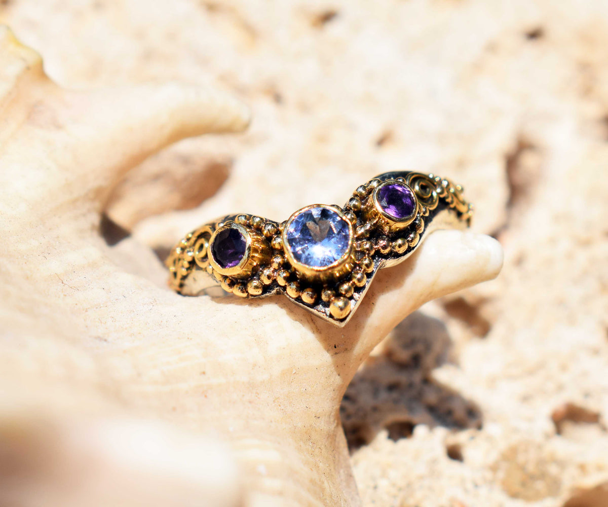 Anillo Pie Fusión Tanzanita