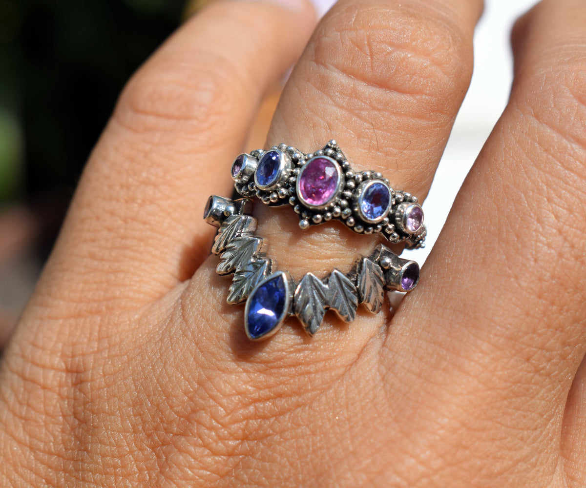 Anillo Pocahontas Fusión Tanzanita Amatistas