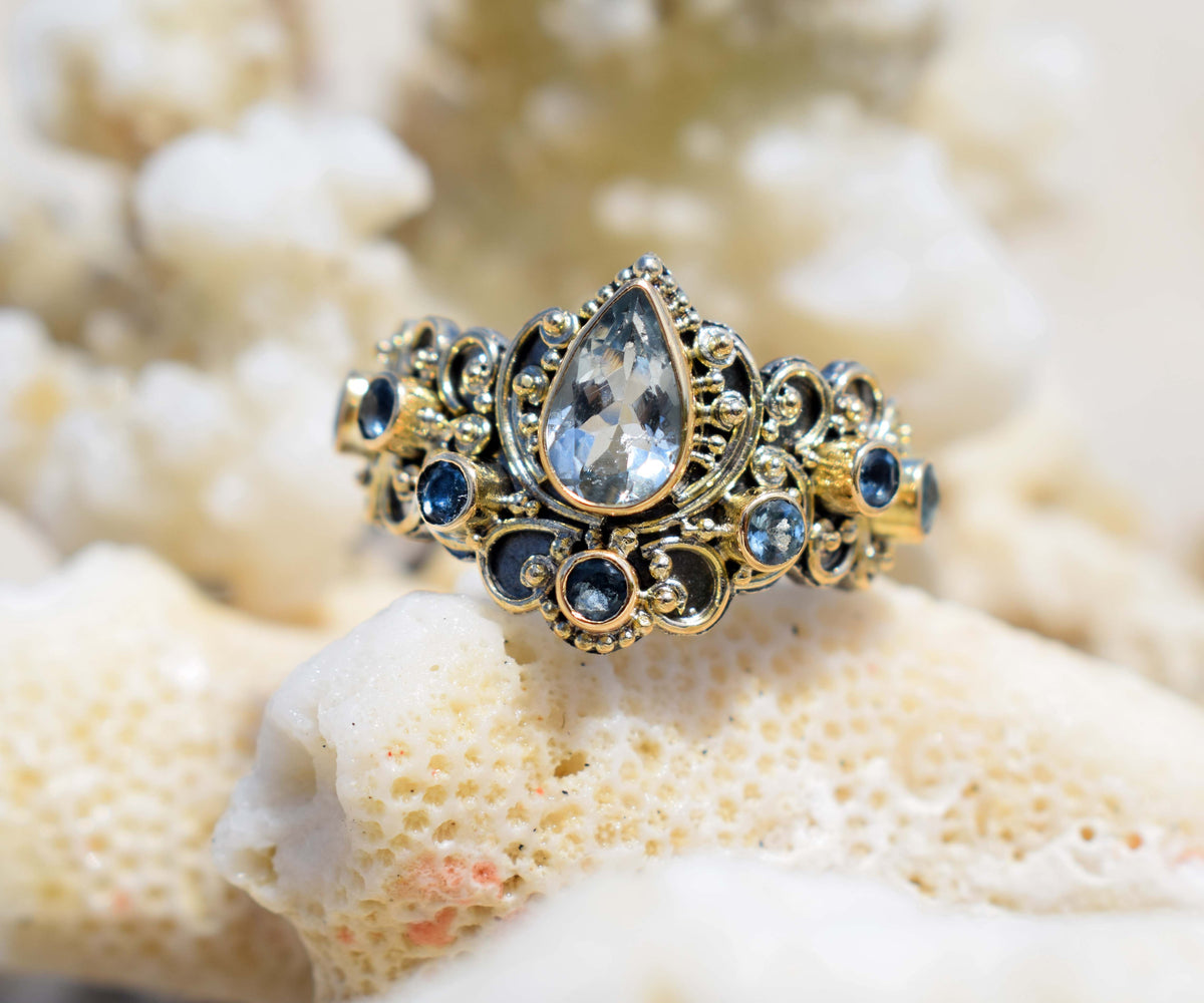 Anillo Magic Lotus Aguamarina