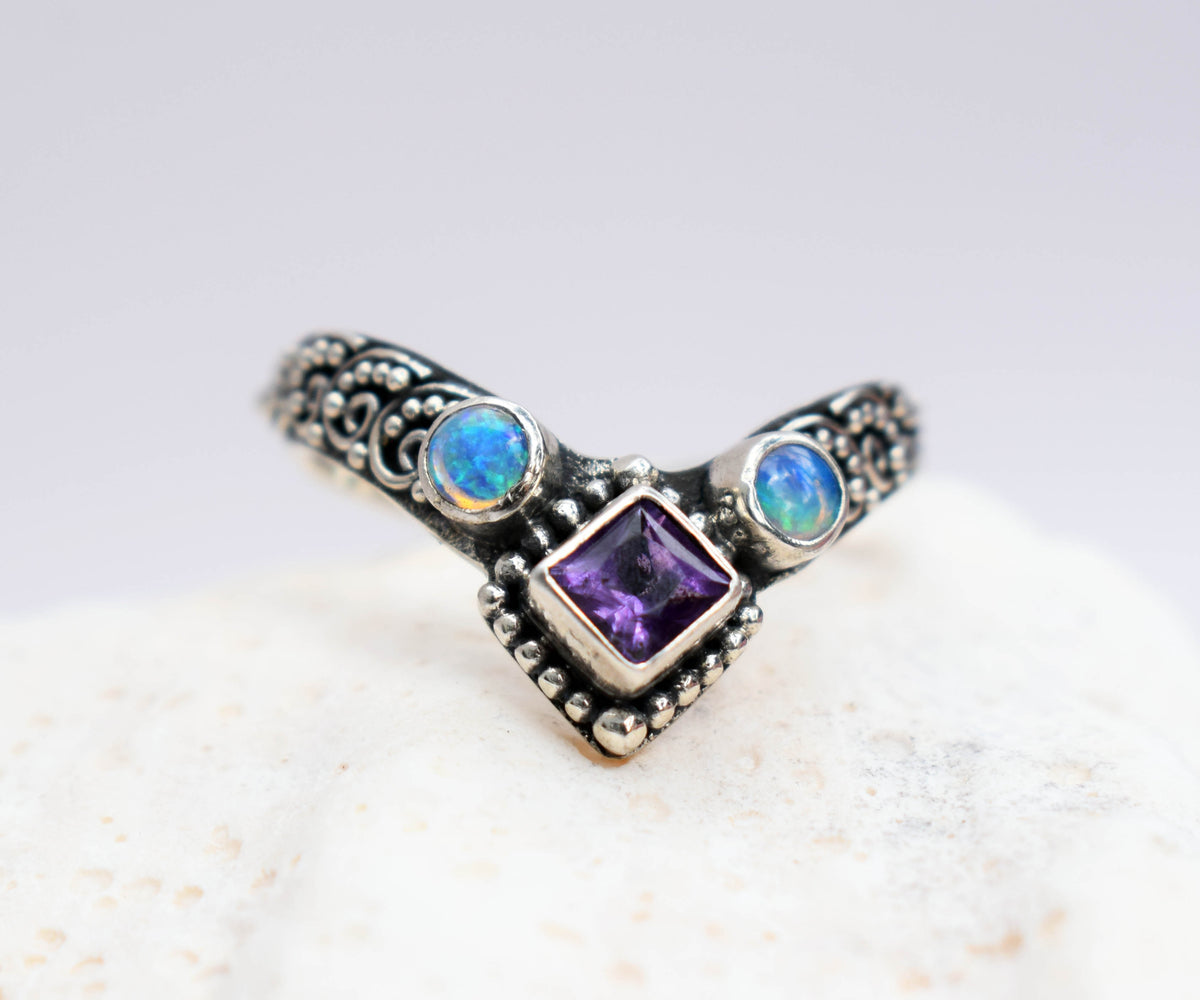 Anillo Fusion Princess Amatista y Opalos