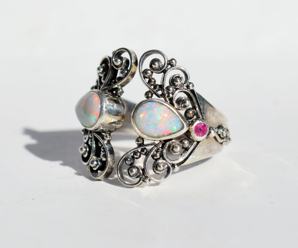 Anillo Open Butterfly Opalo Rubies