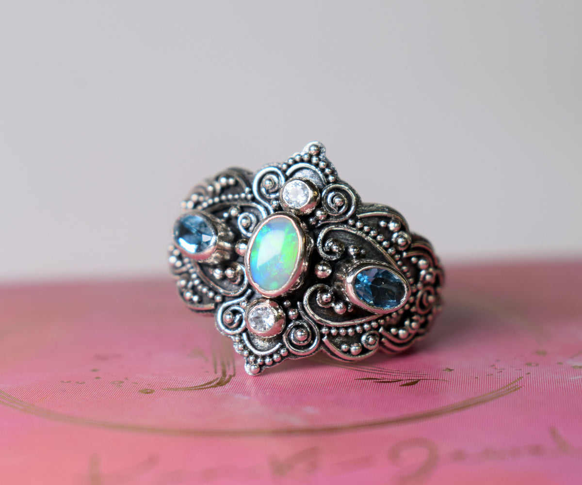 Anillo Kerala Ópalo Topacio
