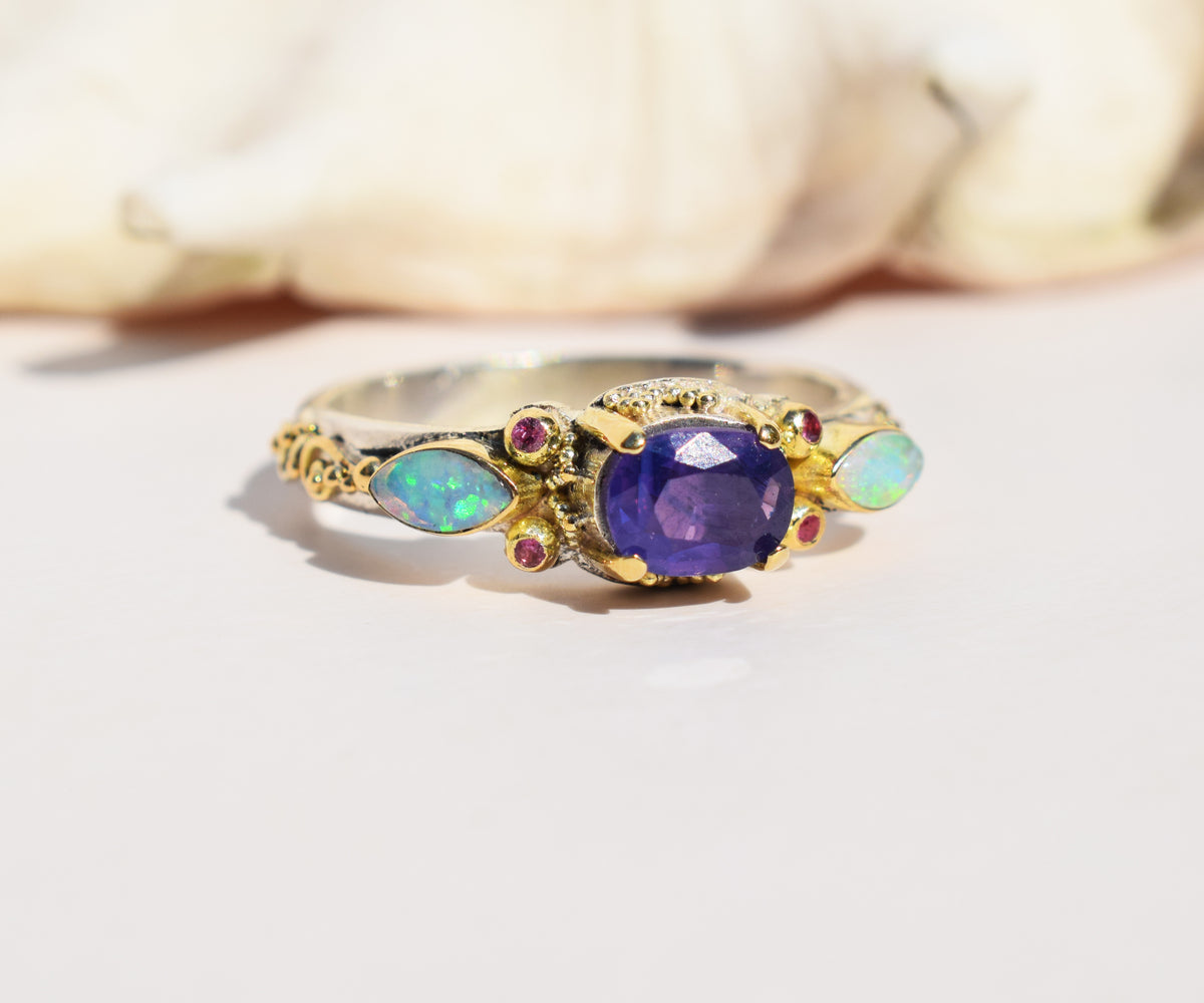 Anillo Aura Purple Pink Zafiro