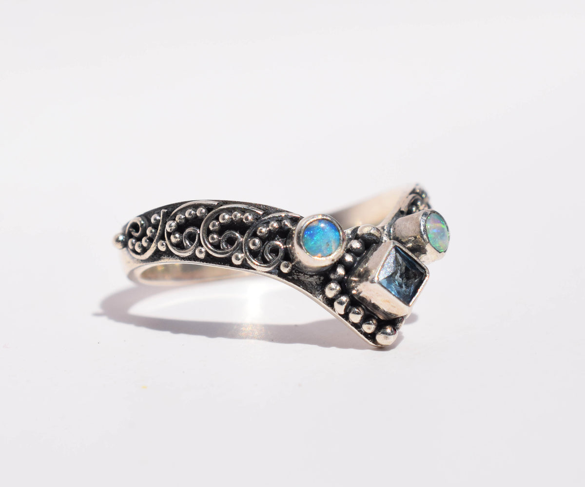 Anillo Fusion Princess Aguamarina y Opalos