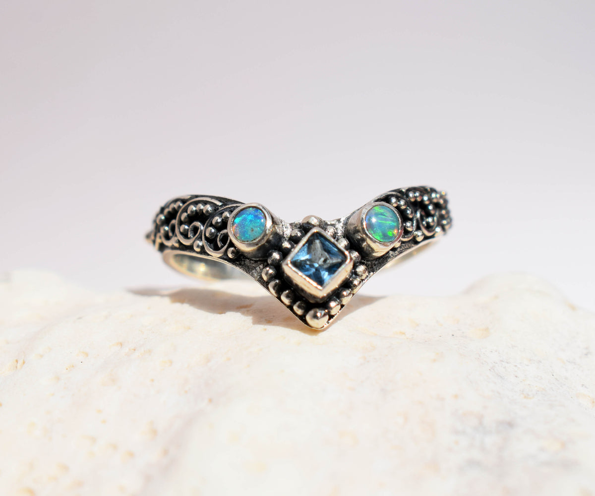 Anillo Fusion Princess Aguamarina y Opalos