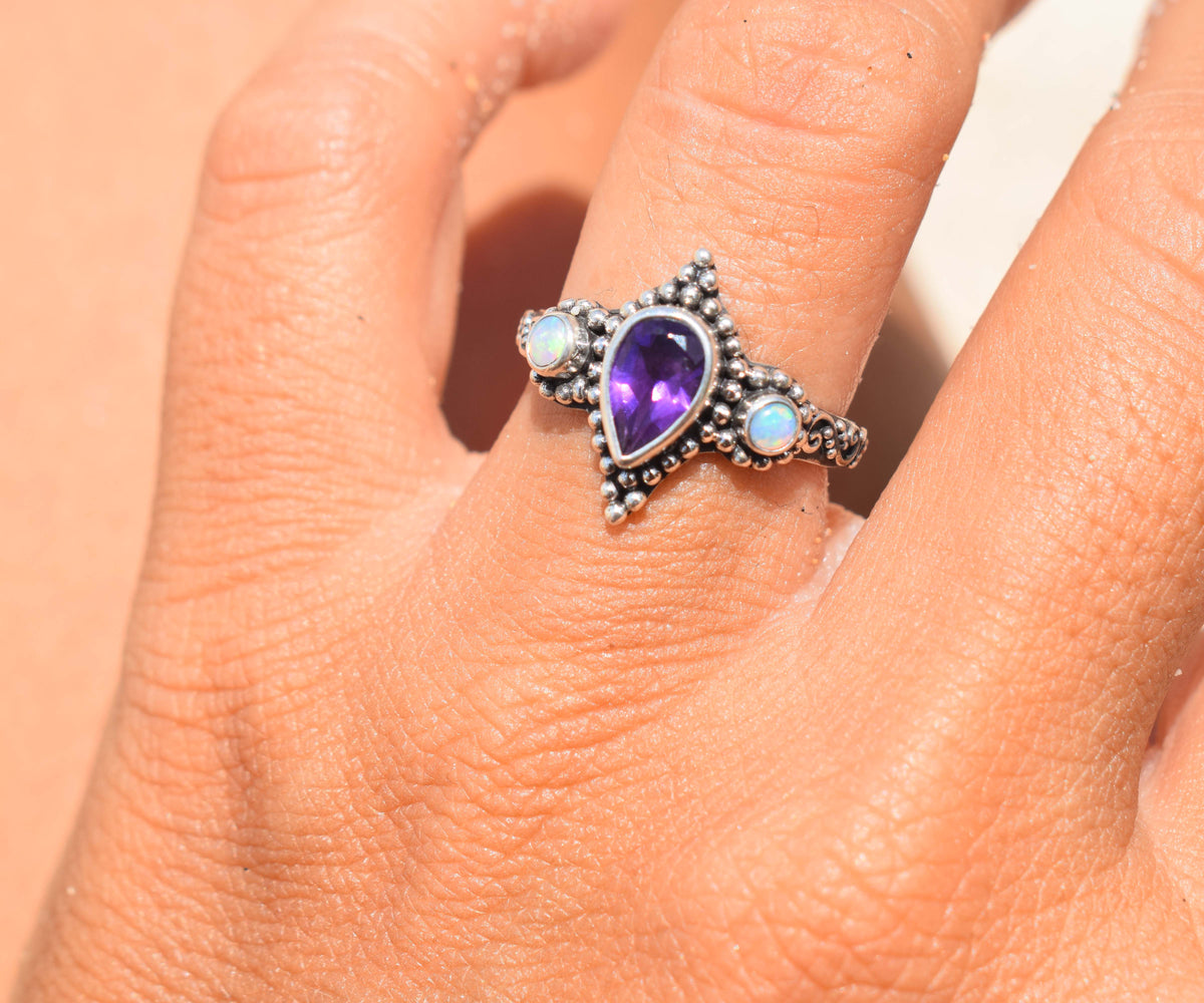 Anillo Roma Amatista Opalos
