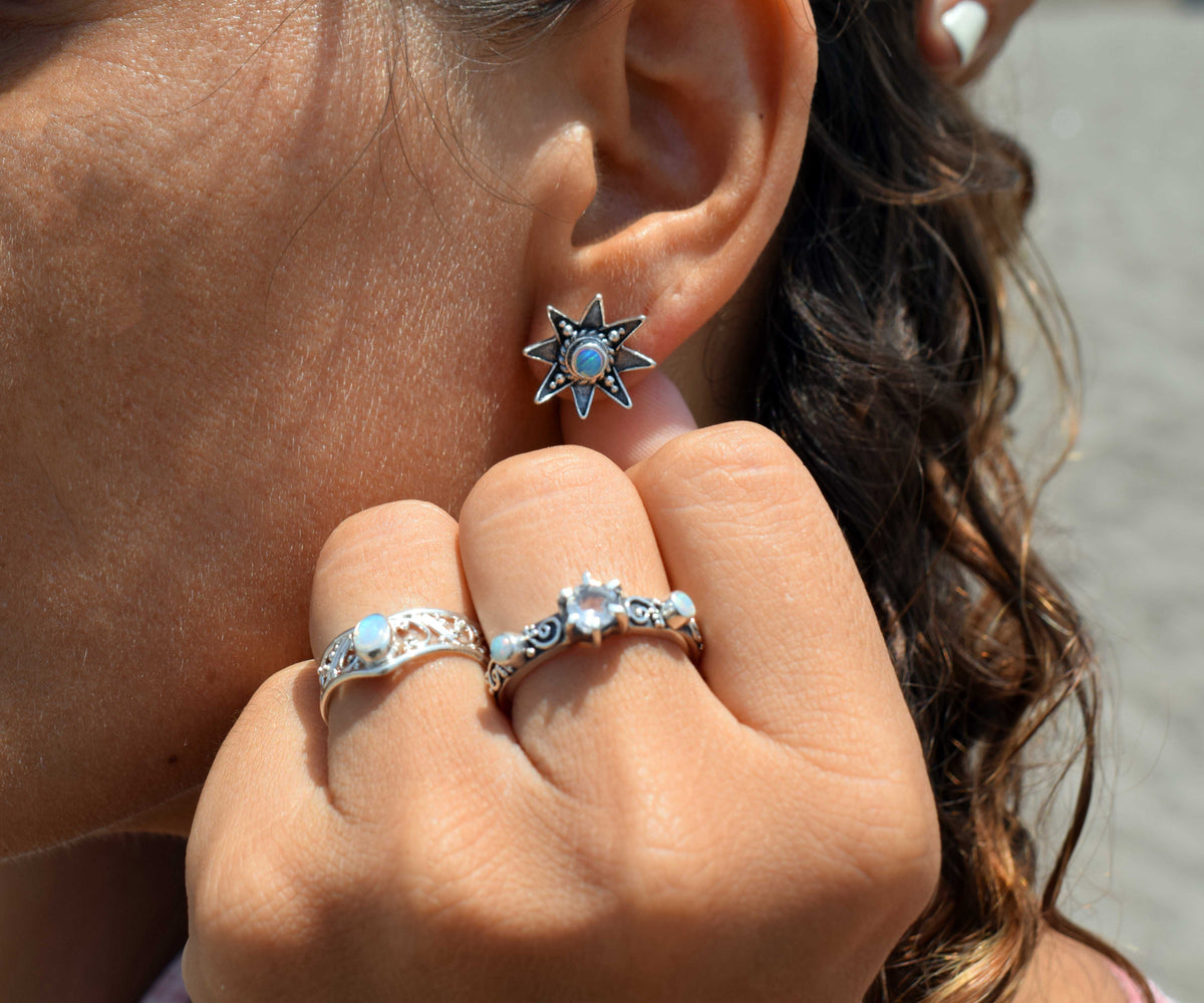 Aros Venus Silver Ópalos