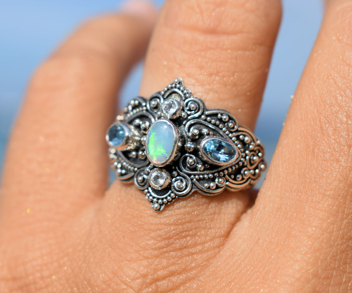 Anillo Kerala Ópalo Topacio