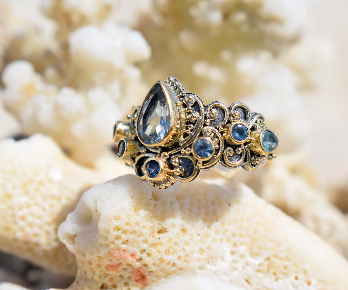 Anillo Magic Lotus Aguamarina