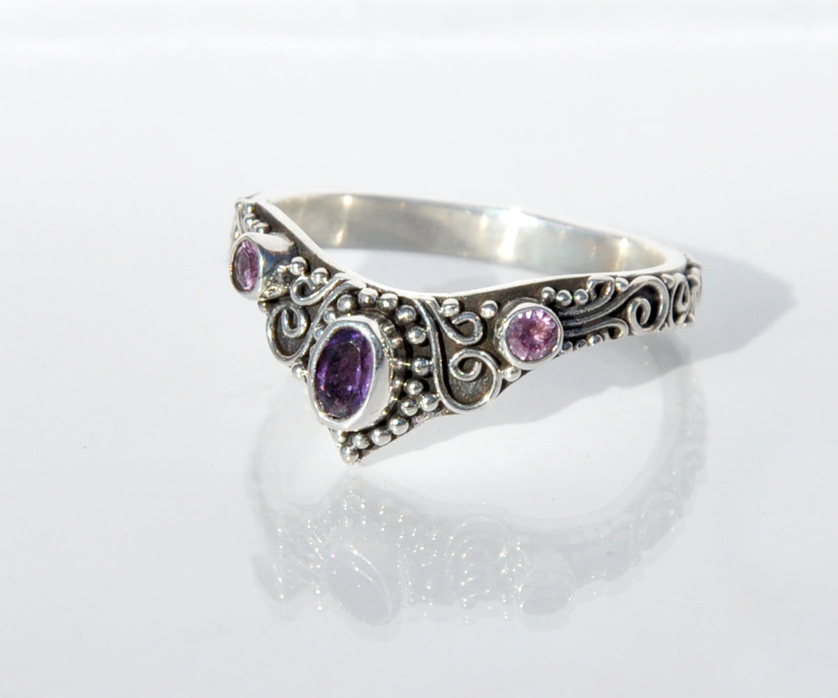 Anillo Fusión Amatista Zafiro rosado