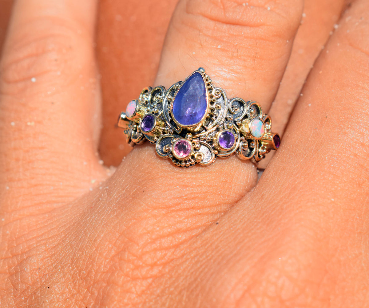 Anillo Magic Lotus Zafiro Purple Pink