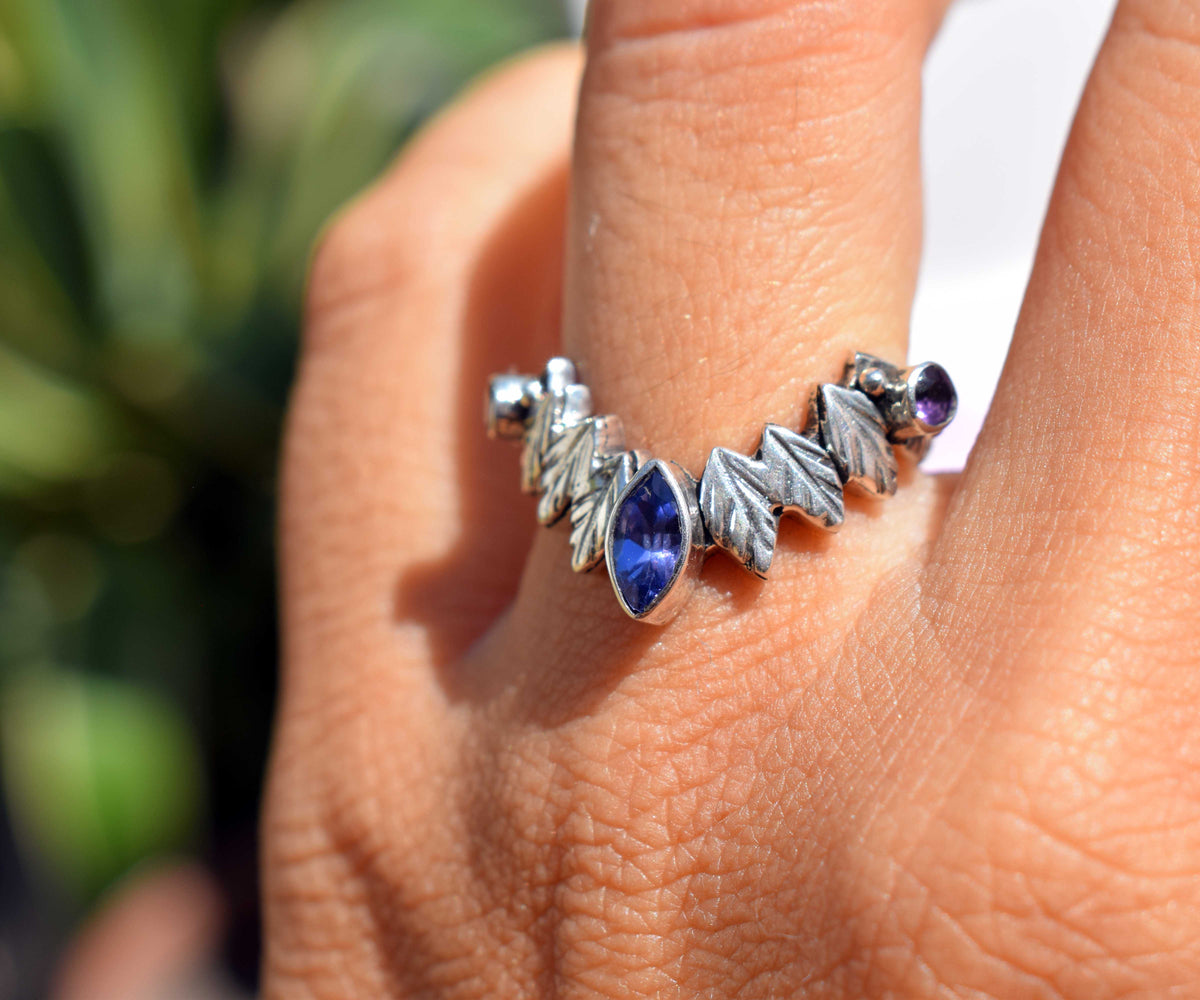 Anillo Pocahontas Fusión Tanzanita Amatistas