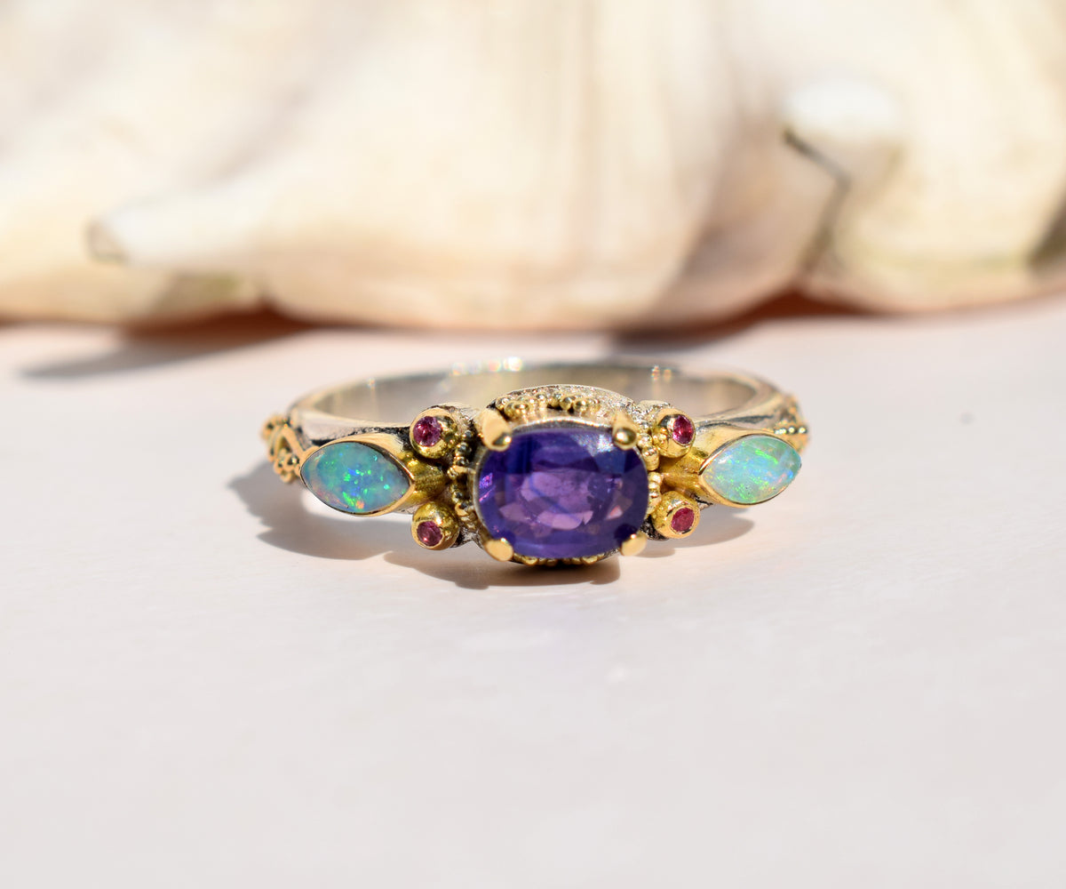 Anillo Aura Purple Pink Zafiro