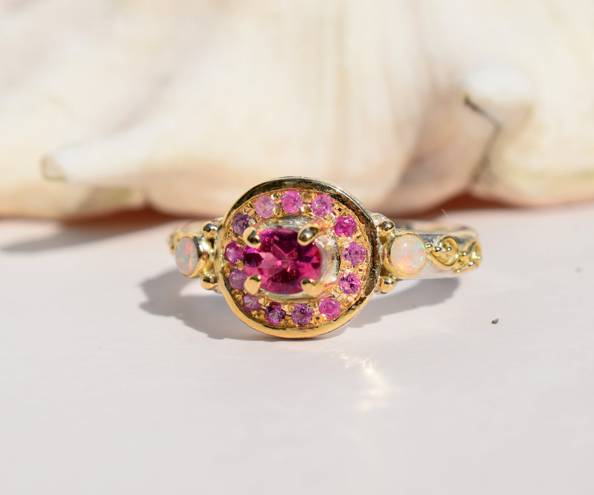 Anillo Celestia Pink Turmalina