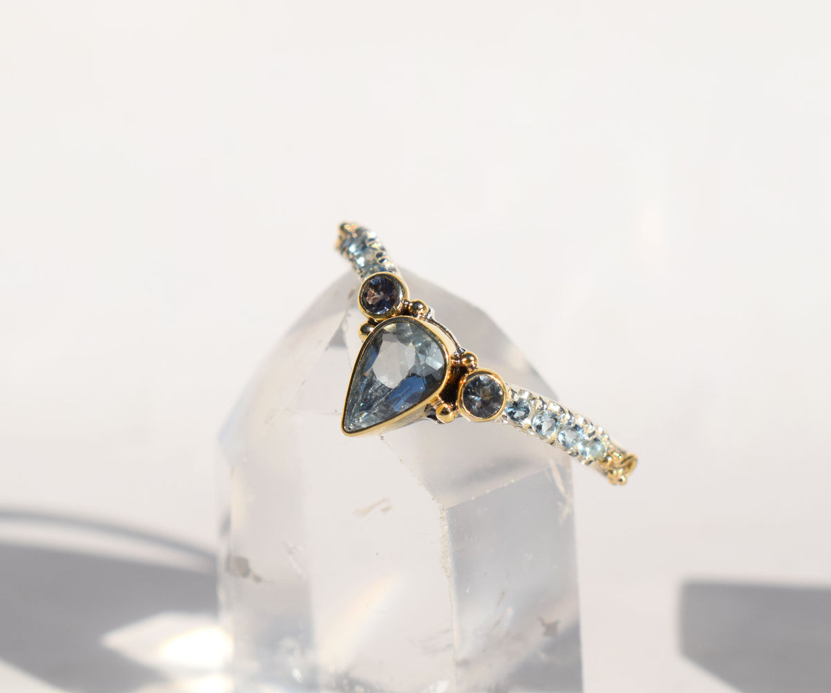Anillo Tribu Fusión Aguamarina