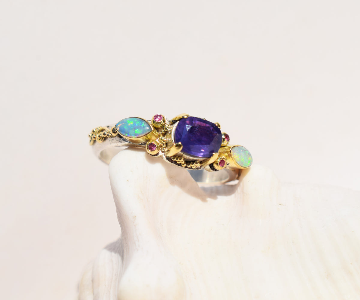 Anillo Aura Purple Pink Zafiro