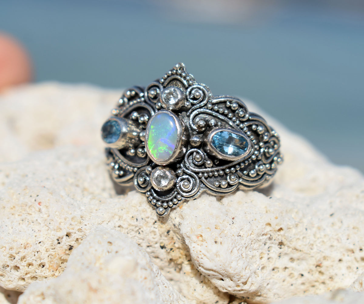 Anillo Kerala Ópalo Topacio