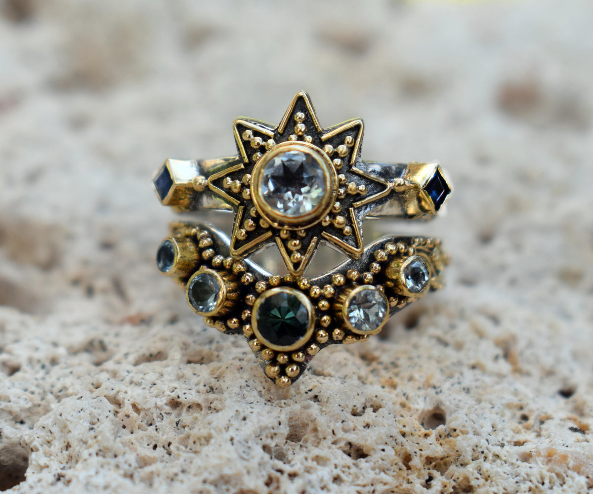 Anillo Cosmic Venus Aguamarina