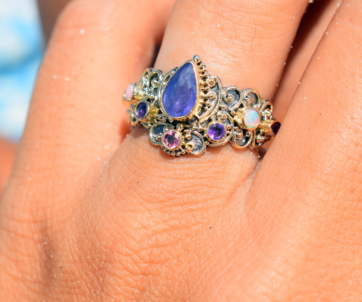 Anillo Magic Lotus Zafiro Purple Pink