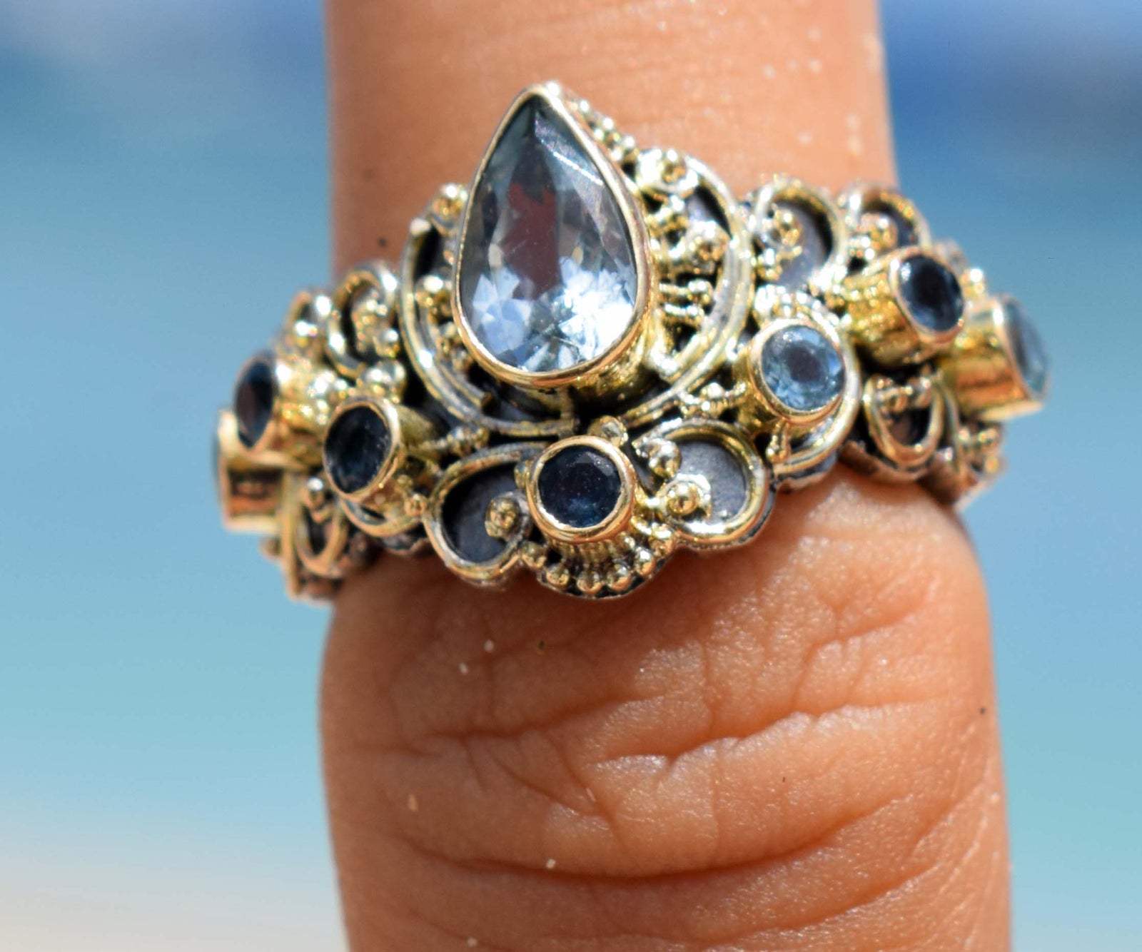 Anillo Magic Lotus Aguamarina