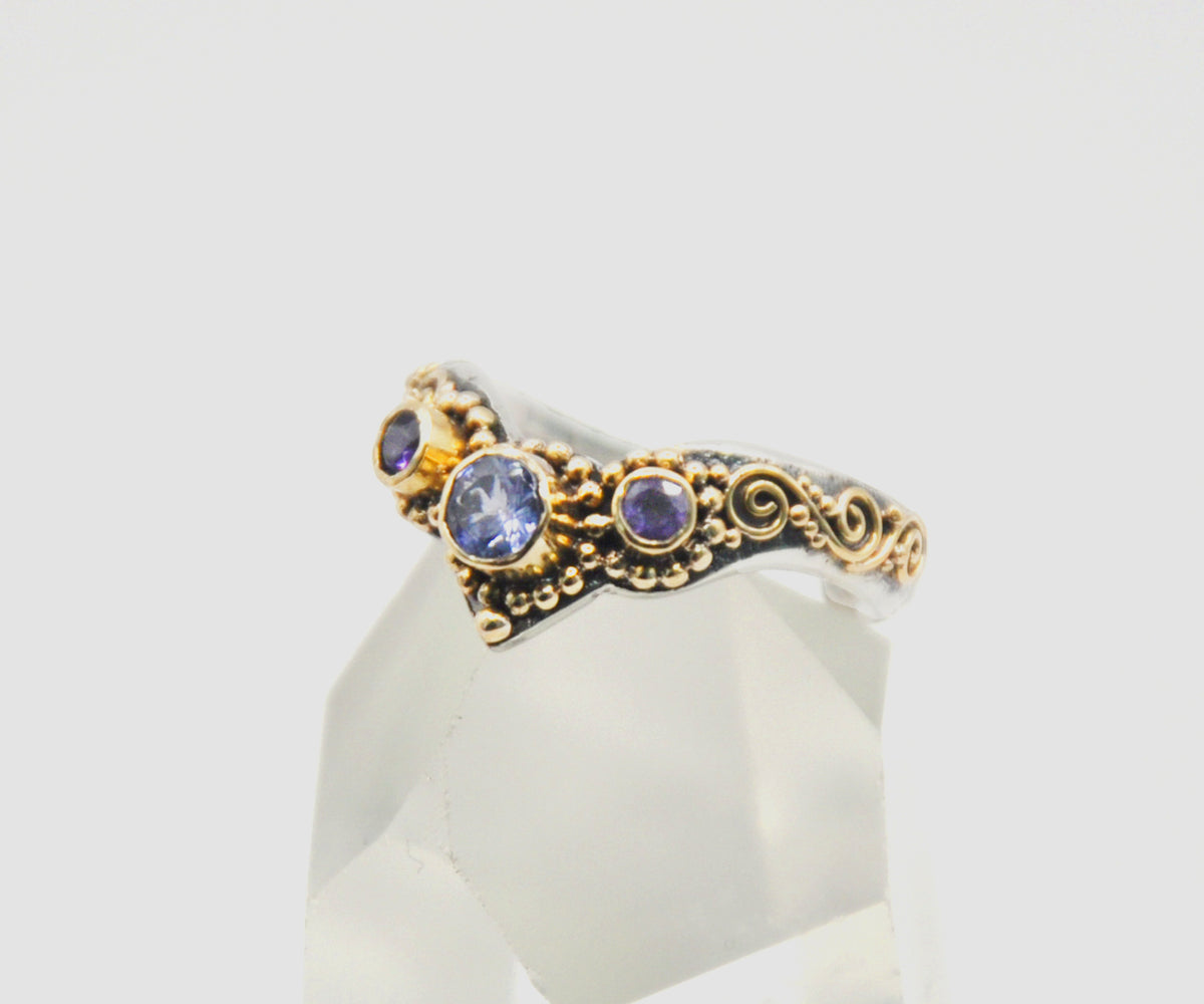 Anillo Pie Fusión Tanzanita