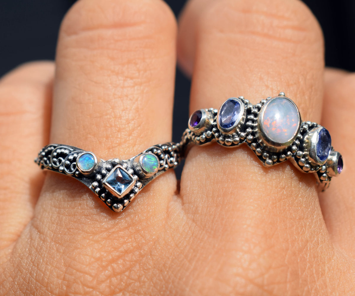 Anillo Fusion Princess Aguamarina y Opalos