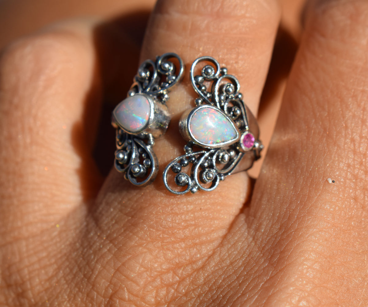 Anillo Open Butterfly Opalo Rubies