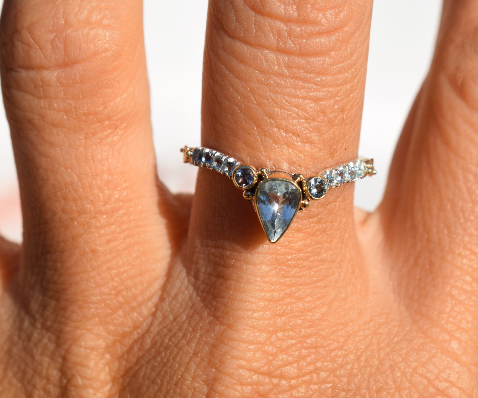 Anillo Tribu Fusión Aguamarina