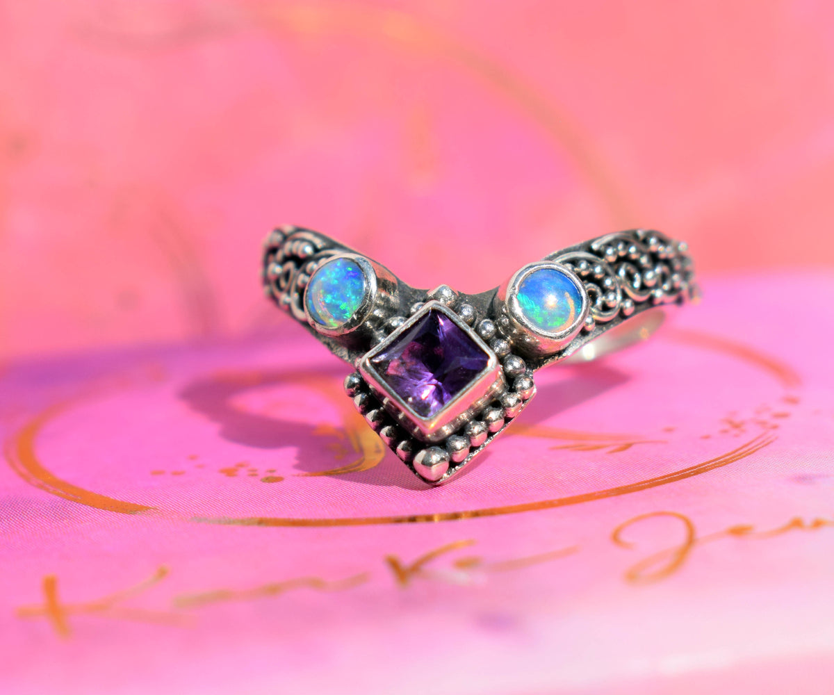 Anillo Fusion Princess Amatista y Opalos