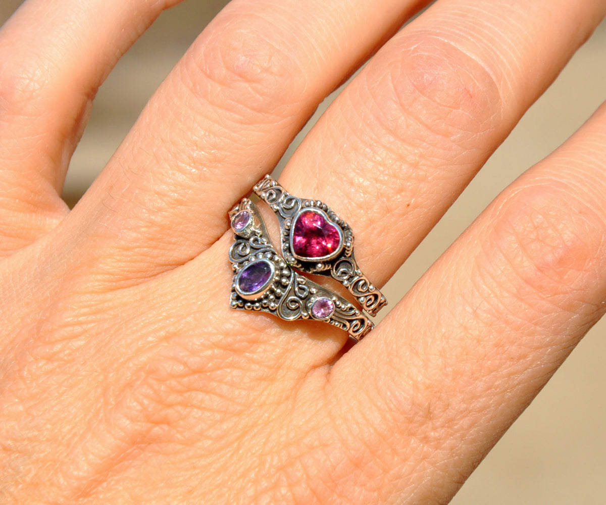 Anillo Fusión Amatista Zafiro rosado