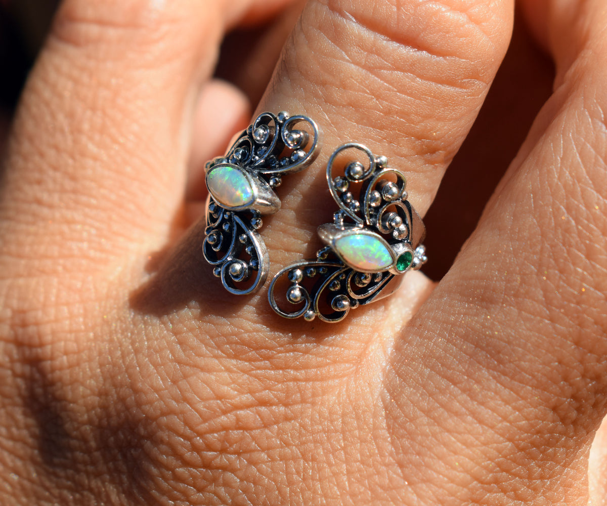 Anillo Open Butterfly Opalo Esmeralda