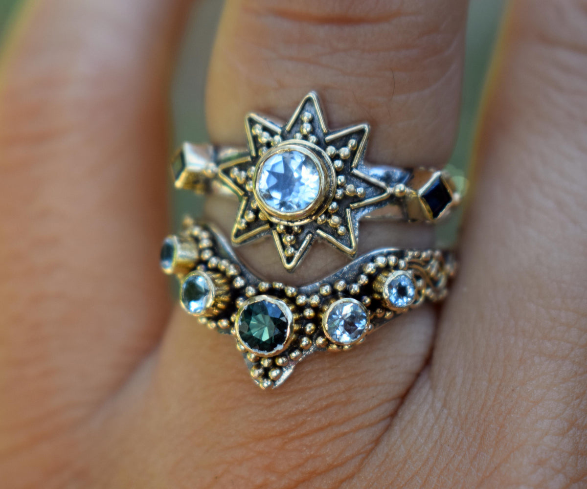 Anillo Cosmic Venus Aguamarina