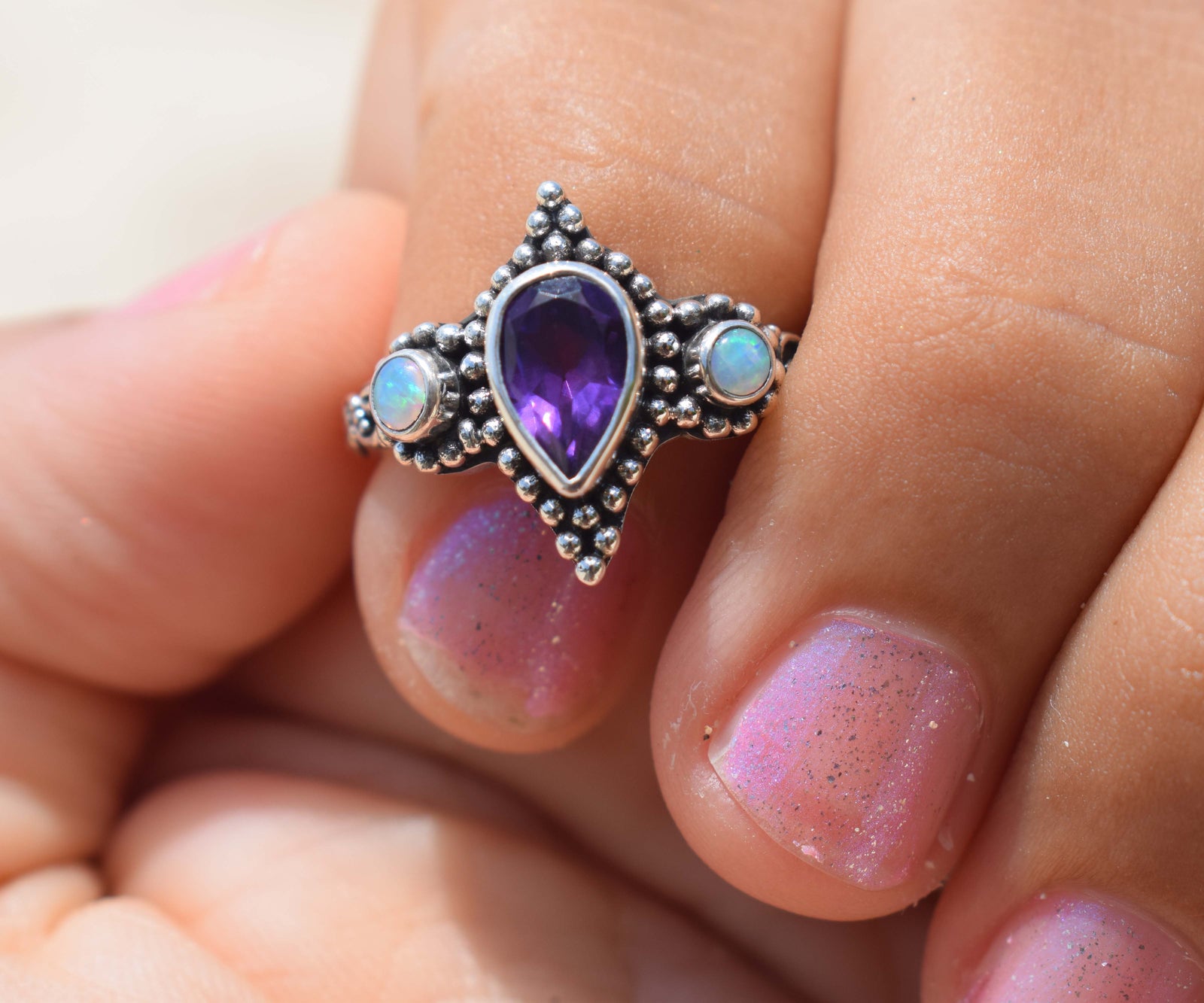 Anillo Roma Amatista Opalos