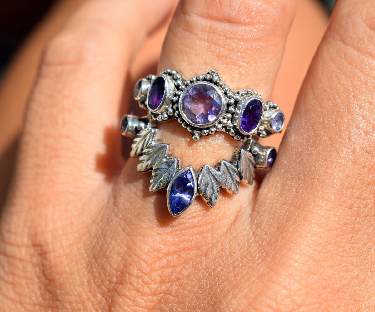 Anillo Pocahontas Fusión Tanzanita Amatistas