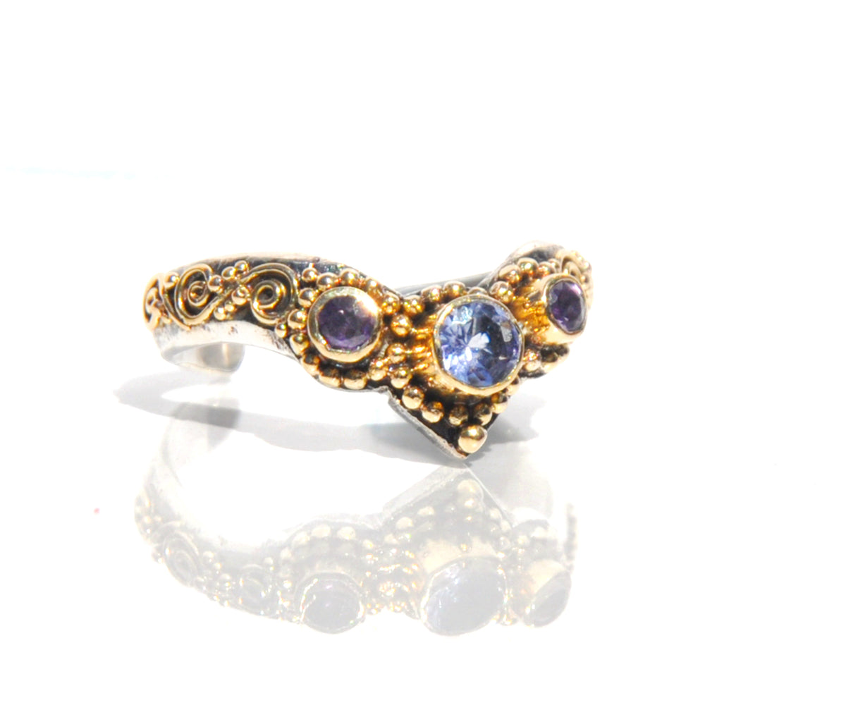Anillo Pie Fusión Tanzanita
