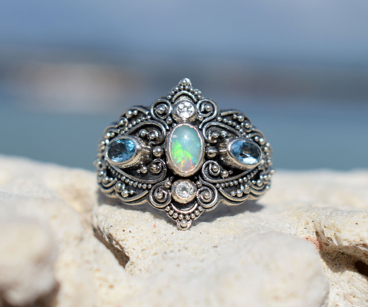 Anillo Kerala Ópalo Topacio