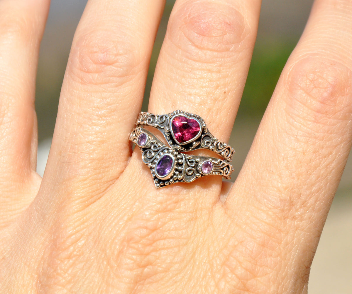 Anillo Fusión Amatista Zafiro rosado