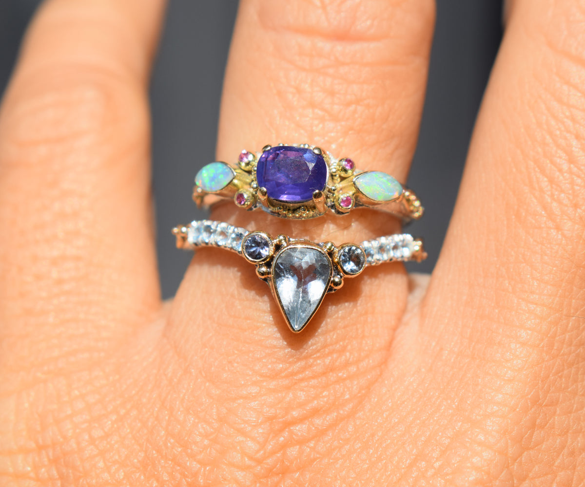 Anillo Tribu Fusión Aguamarina