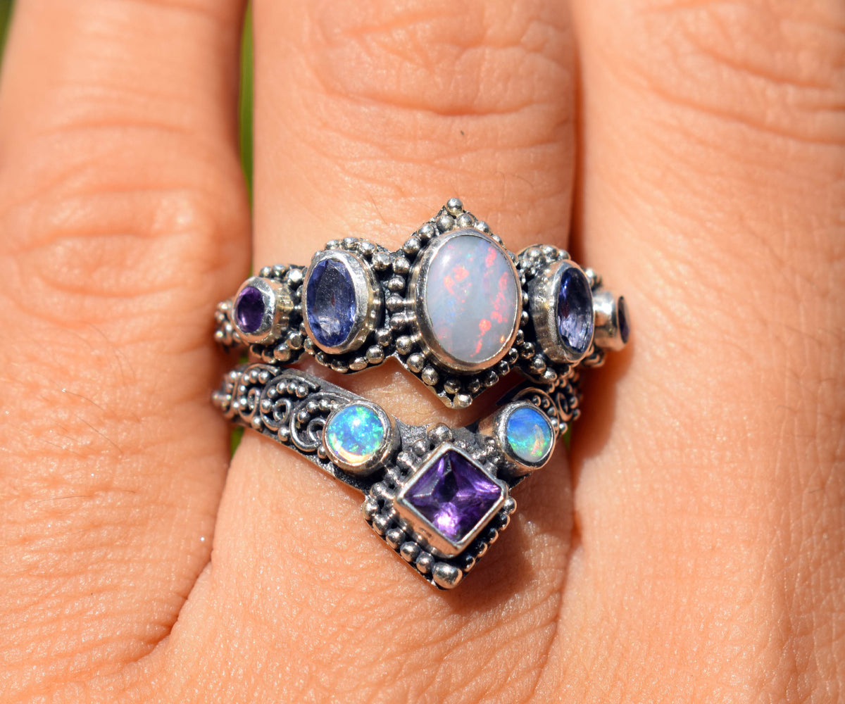 Anillo Fusion Princess Amatista y Opalos